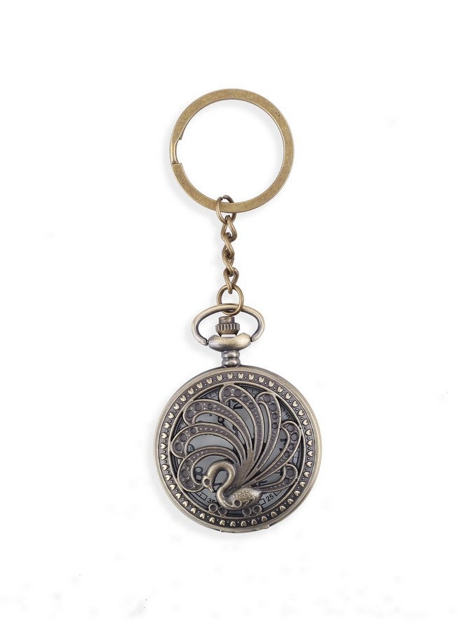 RainSound Metal Peacock Design Vintage Pocket watch Keychain - Image 1