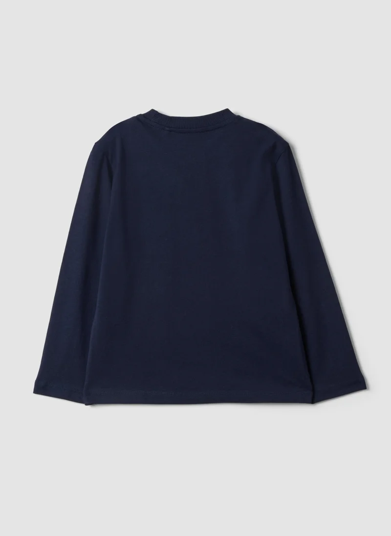 Ovs OVS Blue Pure Organic Cotton T-Shirt With College Print For Boys