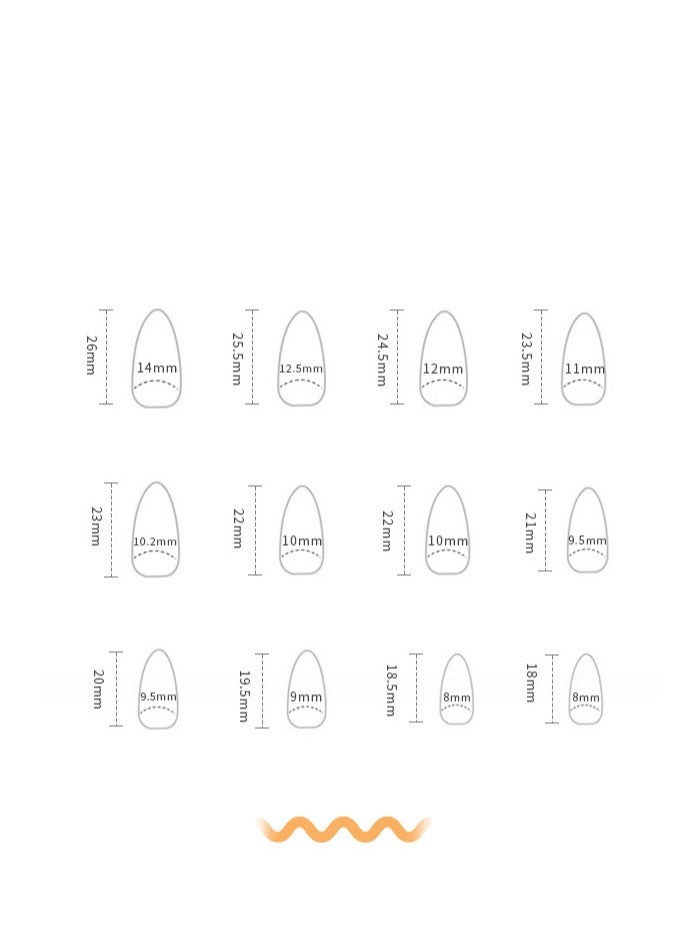 24 Pcs Almond Press on Nails, Neon Orange French Tip Nails with Abstract Swirl Design, Glossy Stick-on Nails with Gel Glue, Nail File, Cleaning Pad, Wooden Stick, Easy to Apply & Long-Lasting - Image 5