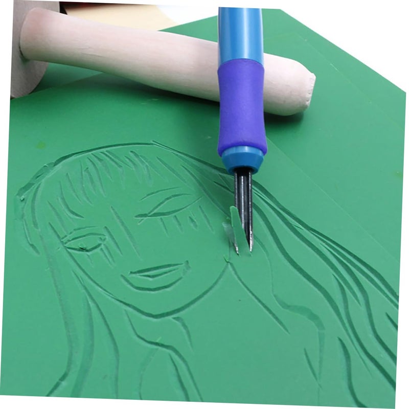 4Pcs PVC Engraving Plates Flexible Linocut Carving Tools DIY Craft Boards for Kids - Image 5