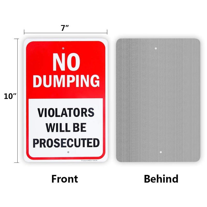 Enjoyist 2 Pack No Dumping - Violators Will Be Prosecuted Sign, 10""X 7"" .04"" Aluminum Sign Rust Free Aluminum-Uv Protected And Weatherproof - Image 2
