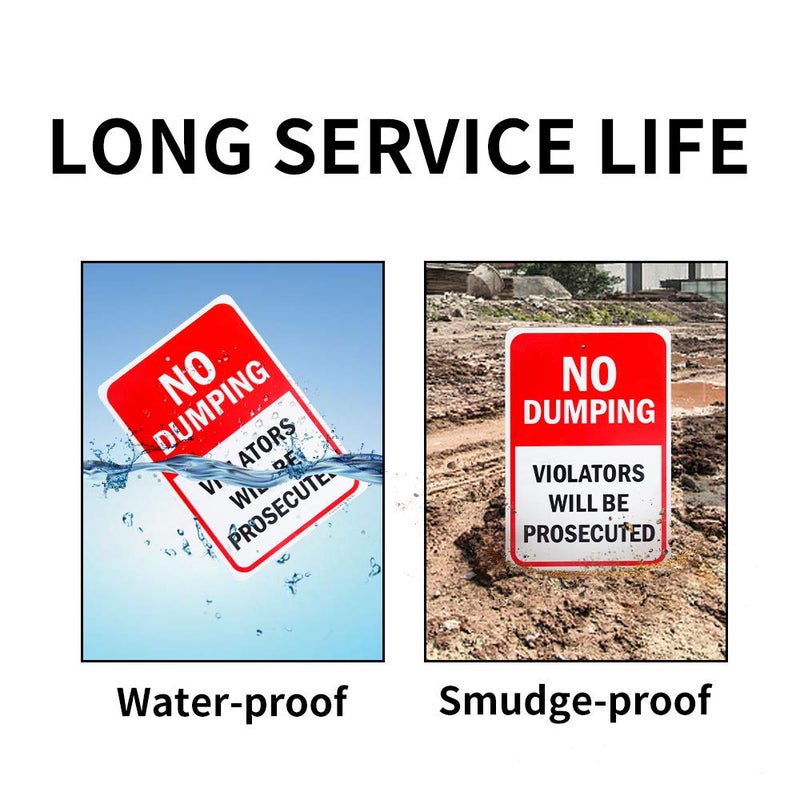 Enjoyist 2 Pack No Dumping - Violators Will Be Prosecuted Sign, 10""X 7"" .04"" Aluminum Sign Rust Free Aluminum-Uv Protected And Weatherproof - Image 4