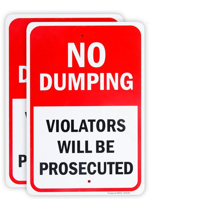 Enjoyist 2 Pack No Dumping - Violators Will Be Prosecuted Sign, 10""X 7"" .04"" Aluminum Sign Rust Free Aluminum-Uv Protected And Weatherproof - Image 1