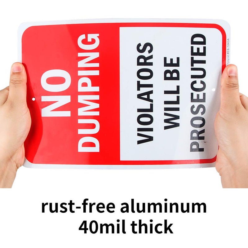 Enjoyist 2 Pack No Dumping - Violators Will Be Prosecuted Sign, 10""X 7"" .04"" Aluminum Sign Rust Free Aluminum-Uv Protected And Weatherproof - Image 3