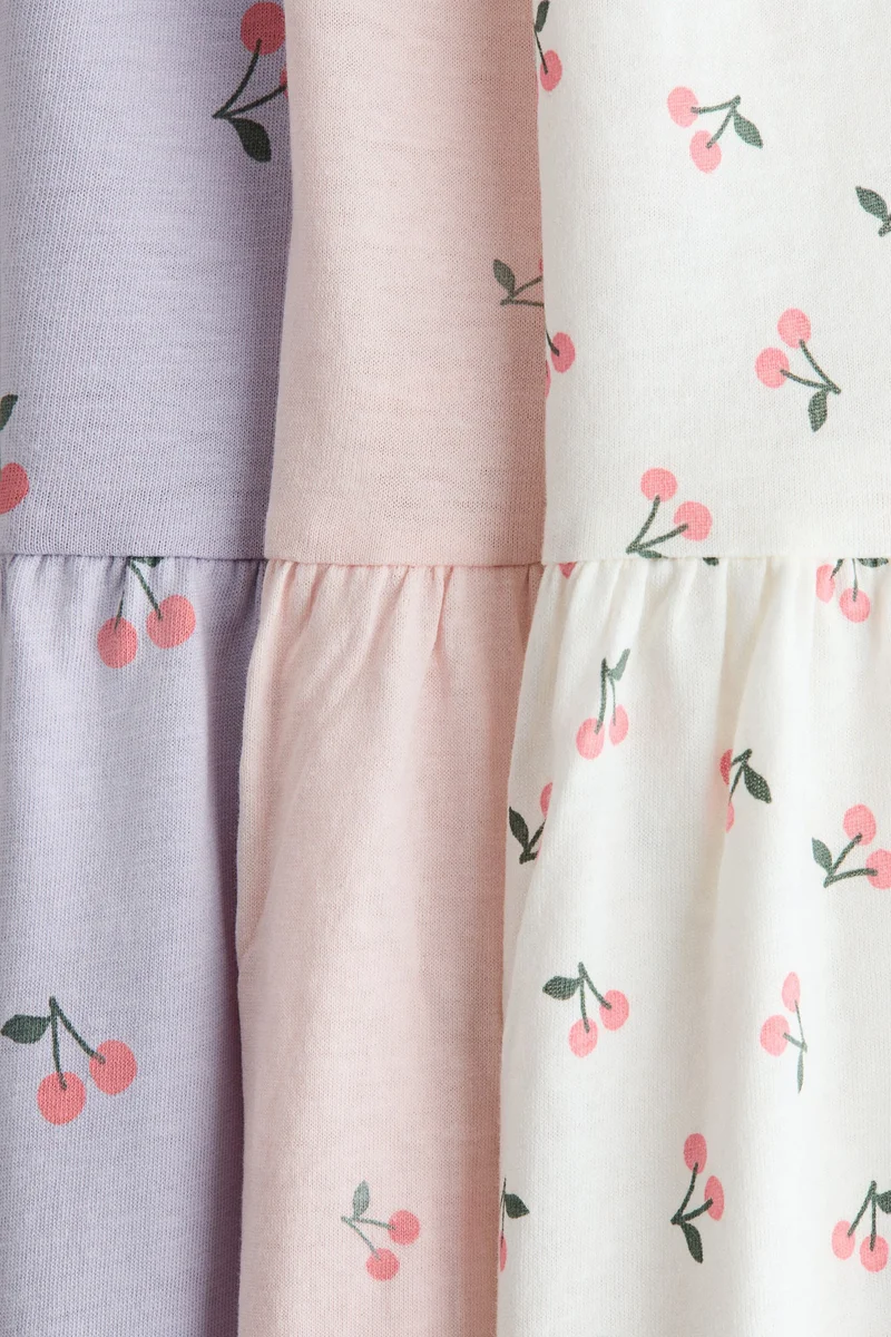 اتش اند ام فساتين قطنية بتصميم مطبوع- عبوة من 3 قطع