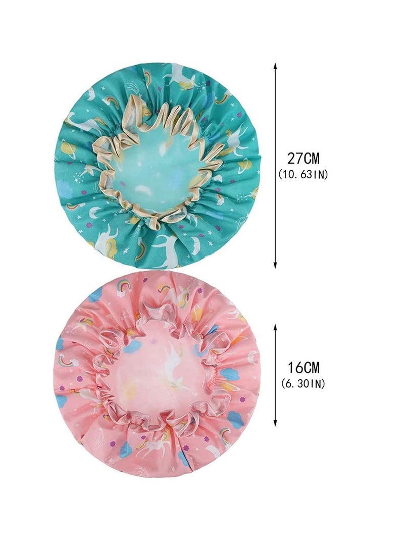 2 Pieces Plastic Shower Caps Double-Layer Bath Cap Elastic Band Hat Waterproof For Women Spa Heat Deep Conditioning - Image 5