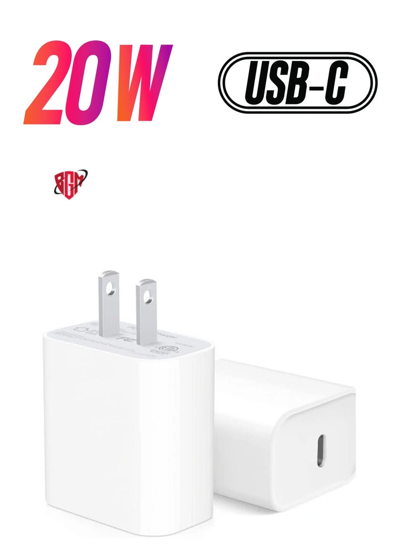 BGM - iPhone Fast Charger Block [1 Pack] 20W USB C Wall Charger PD Adapter Compatible with iPhone 14//14 Pro/14 Pro Max/14 Plus/13/12/11/Xs Max/XR/X/SE, iPad Pro/Mini, Galaxy, Google Pixel 5/4/3 and More - Image 1