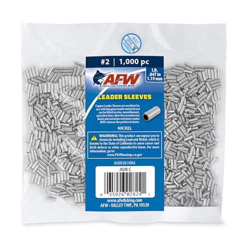 AFW American Fishing Wire Single Barrel Crimp Sleeves Size 2047 Nickel 1000 pc - Image 1