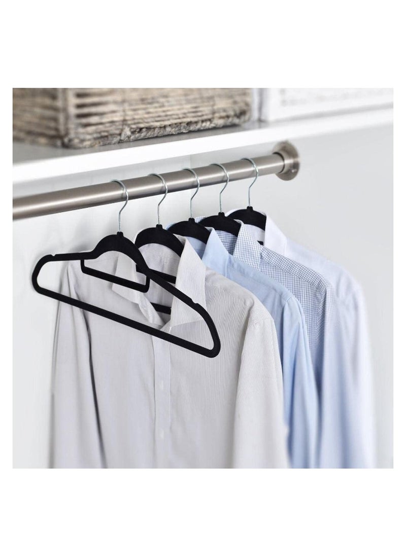 AXENTURE - 50-Piece Nonslip 360-Degree-Swivel Hook Velvet Hangers Black 41x23.3x0.5cm - Image 1