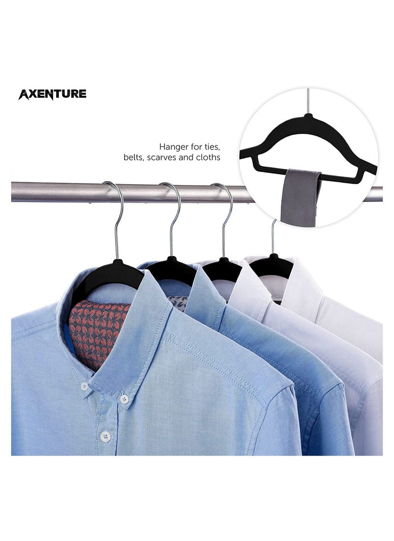 AXENTURE - 50-Piece Nonslip 360-Degree-Swivel Hook Velvet Hangers Black 41x23.3x0.5cm - Image 1