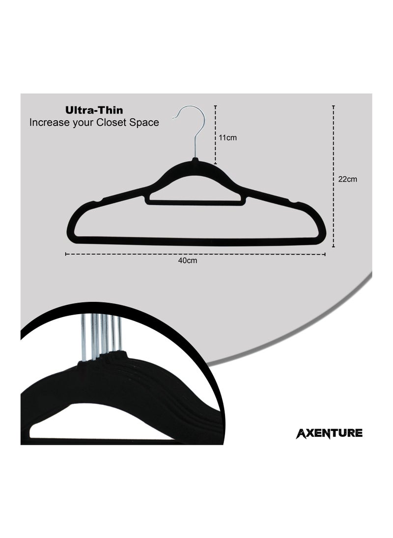 AXENTURE - 50-Piece Nonslip 360-Degree-Swivel Hook Velvet Hangers Black 41x23.3x0.5cm - Image 1
