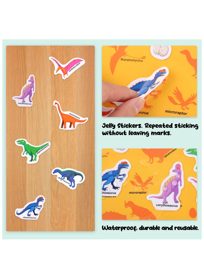 unikbebe Reusable Dinosaur Sticker Book for Kids, Puffy Stickers Activity Book for Ages 3-5, Waterproof Jelly Sticker Toy, Travel Busy Book for Toddlers, Gift for Boys and Girls - Image 2