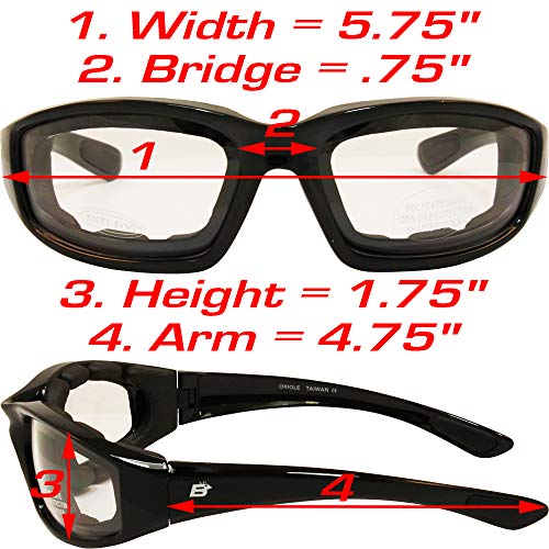 Birdz Eyewear Oriole Padded Motorcycle Riding Sunglasses Gloss Black Frame with Red G-Tech Reflective Lenses - Image 5