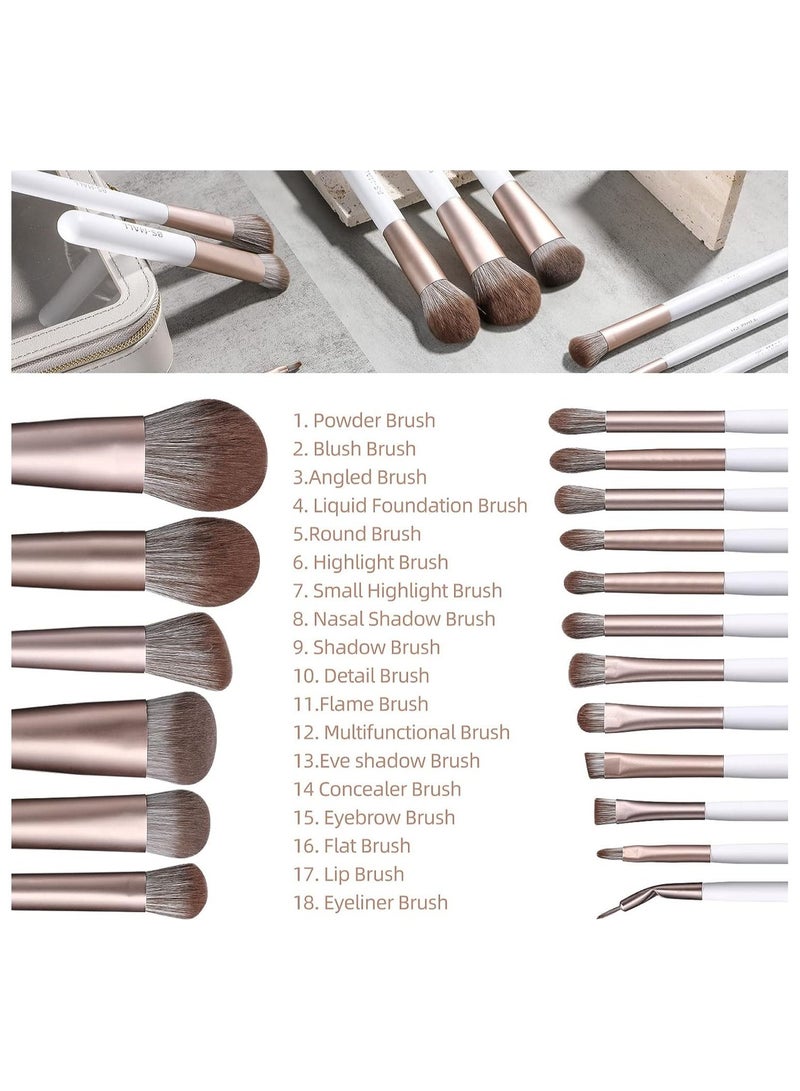 BS Mall Makeup Brushes18 Pcs Premium Synthetic Powder Foundation Blush Contour Concealers Lip Brushes - Image 2