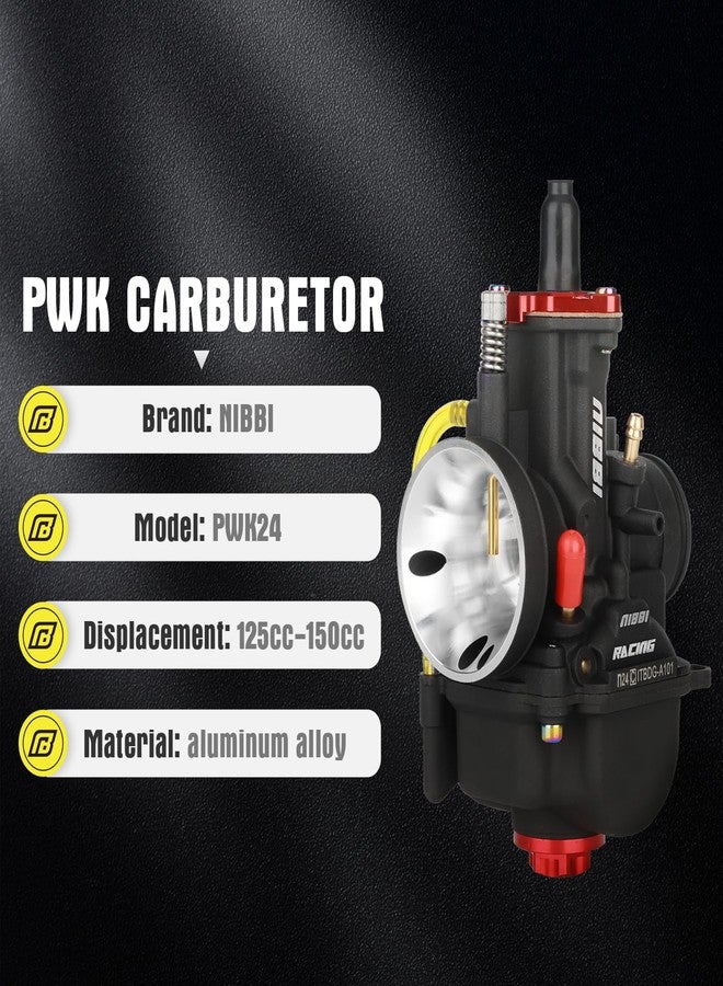 NIBBI PWK24mm Carburetor with Carb Jets, Fit 125cc-150cc YAMAHA KAWASAKI SUZUKI Apollo SSR TTR SYM TAOTAO Atv Dirt Bike Pit Bike GY6 Motorcycle Moped (PWK-24mm) - Image 2