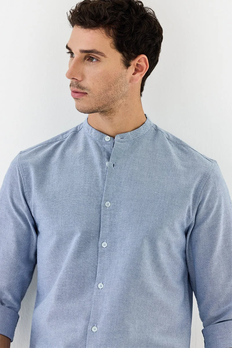 SNITCH Light Blue Solid Long Sleeve Regular Fit Shirt
