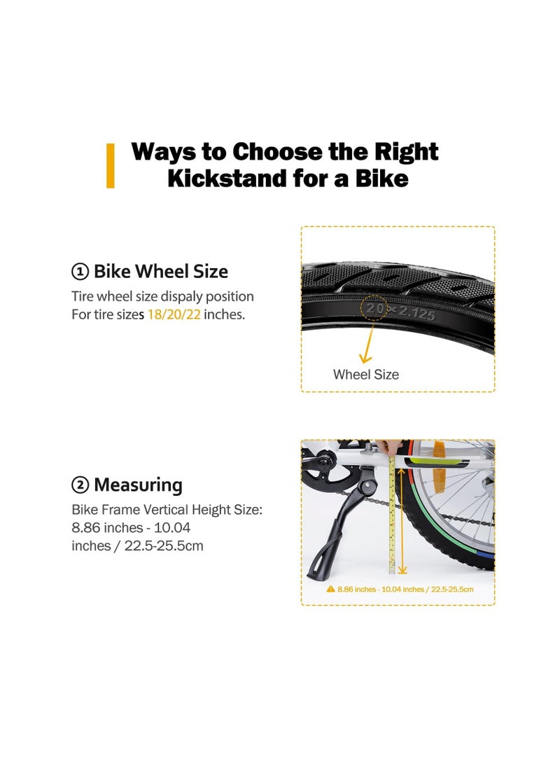 Bike Kickstand for Kids Bike 18 20 22 inch Wheel, Center Mount Bicycle Kick Stand, Universal Adjustable Child Kickstands, Adjustable Bicycle Kickstand, for 18-22 Adult Mountain Bike, Road Bike