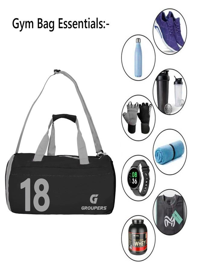 Groupers 20-25L Duffle Bag - Black Gym with Shoe Pocket + Ventilated Weightlifting Gloves & 21” Wrist Wraps, Waterproof, Packable Gym kit for Men & Women - Image 5