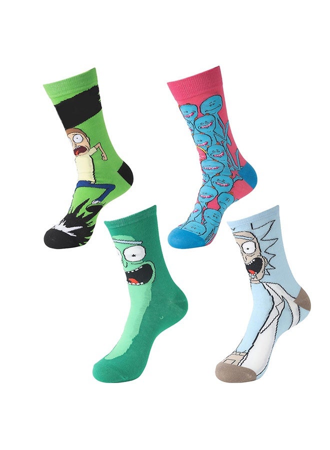 Peachjoy Funny Cartoon Socks Men 4 Pack Colorful Crazy Cute Character Patterned Cotton Novelty Dress Crew Socks Women Size 8-12 - Image 4