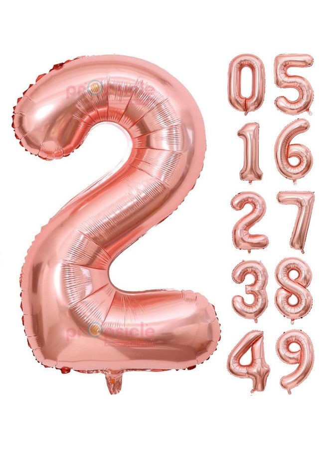 Propsicle 16 inch Birthday Foil 2 Number Helium Balloon Party Decoration Rose Gold Pack of 1 | 2 Year No. Balloons Birthday/Anniversary | Two Number - Image 1