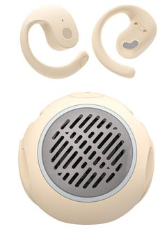 Generic Portable Mini Speaker TWS Open Ear Headphones with Earhook,3D Ball Charging Case Clear Stereo Sound Built-in Mic,Wireless Headset Earbuds Workout Sports Fitness Earphones Bluetooth 5.4(Vintage White)  - Image 2