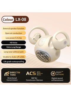 Generic Portable Mini Speaker TWS Open Ear Headphones with Earhook,3D Ball Charging Case Clear Stereo Sound Built-in Mic,Wireless Headset Earbuds Workout Sports Fitness Earphones Bluetooth 5.4(Vintage White)  - Image 3
