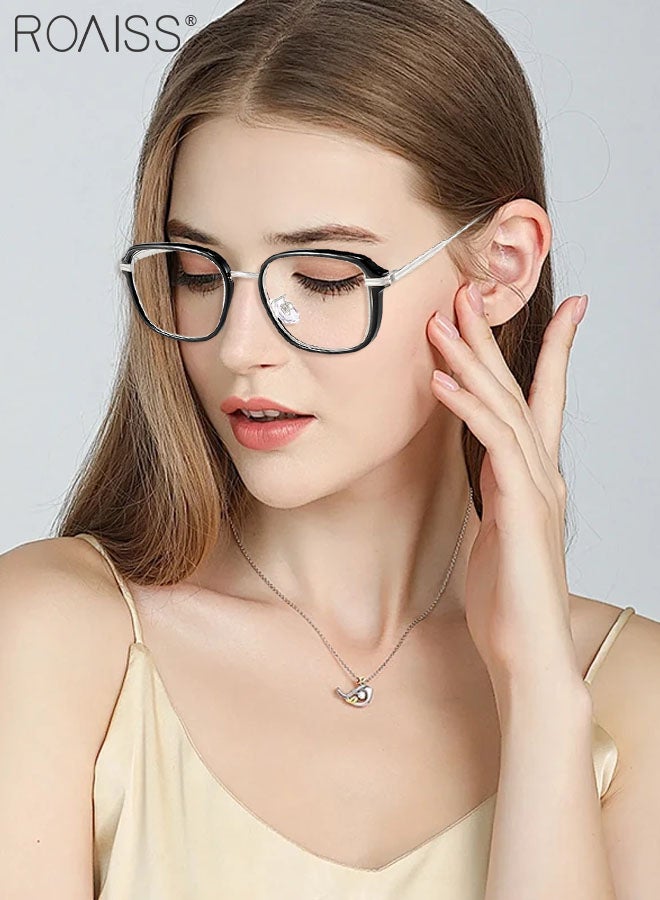 رويس نظارة حجب الضوء الأزرق، نظارة مضادة للضوء الأزرق للكمبيوتر وللقراءة والألعاب والتلفزيون والهواتف، نظارات الموضة المستطيلة المضادة لإجهاد العين والصداع للنساء والرجال، أسود فضي، 51 مم - Image 2