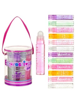 Expressions 12Pc Glitter Roll On Lip Gloss Set, Glossy Lip Moisturizer For Kids And Teens In Pouch With Marabou Handle Assorted Fruit Flavored Lip Gloss Set, Hydrating Lip Oil, Non Toxic Kid Makeup  - Image 3