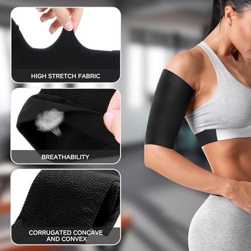 HEALLILY 1 Pair Black Slimming Arm Sleeves Elastic Compression Arm Shapers for Women Weight Loss Post Surgical Compression Sleeves - Image 4