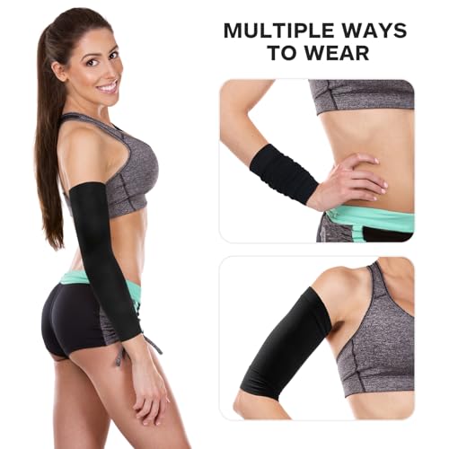 HEALLILY 1 Pair Black Slimming Arm Sleeves Elastic Compression Arm Shapers for Women Weight Loss Post Surgical Compression Sleeves - Image 3
