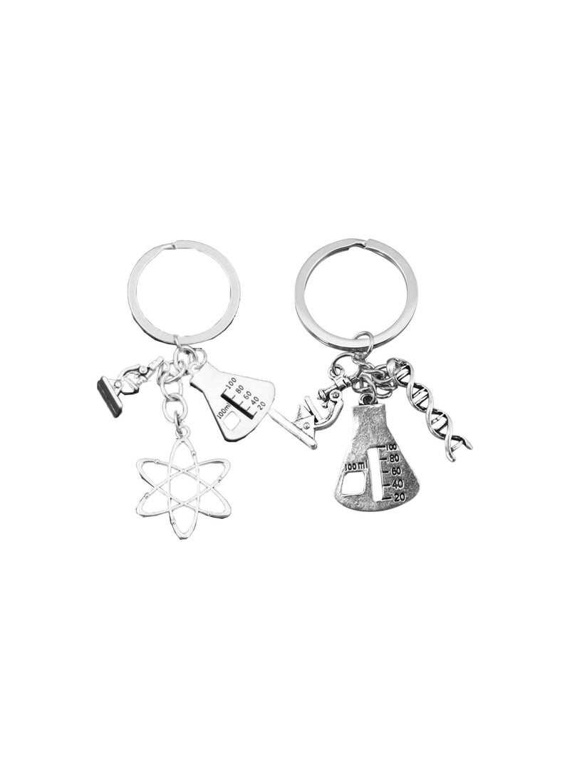 GGOOT 2Pcs Chemistry Teacher Gift Keychains Chemist Keychain Chemical Science Symbol Keyring Personalized Teacher Appreciation Gifts for Graduation Key Bag Decor - Image 1
