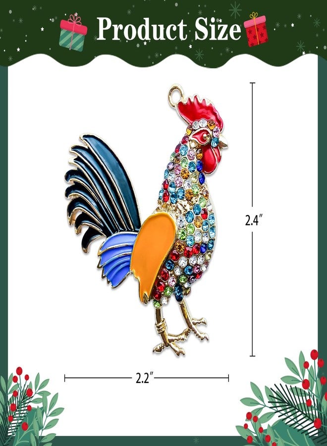 JUESMOS Metal Rooster Christmas Ornaments 2025 Chicken Hanging Ornaments for Christmas Tree Decorations Farm Animal Xmas Tree Ornament with Rhinestones Rooster Xmas Keepsake Gifts for Kids Women Men - Image 4