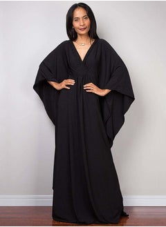 NIBEMINENT Women Bathing Suit Cover Up Beach Maxi Dresses Loose Oversized Smock Gown Holiday Sun Protection Black  - Image 1
