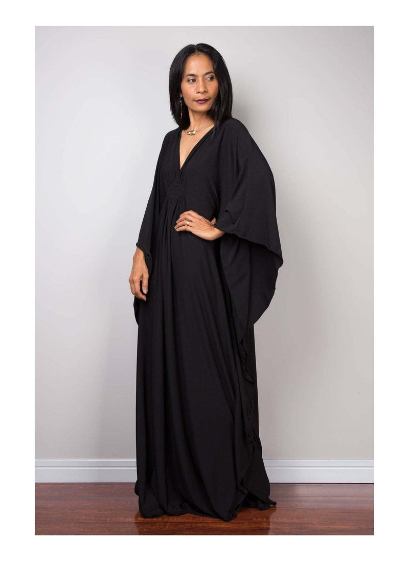 NIBEMINENT Women Bathing Suit Cover Up Beach Maxi Dresses Loose Oversized Smock Gown Holiday Sun Protection Black  - Image 4