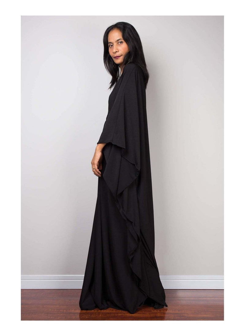 NIBEMINENT Women Bathing Suit Cover Up Beach Maxi Dresses Loose Oversized Smock Gown Holiday Sun Protection Black  - Image 5