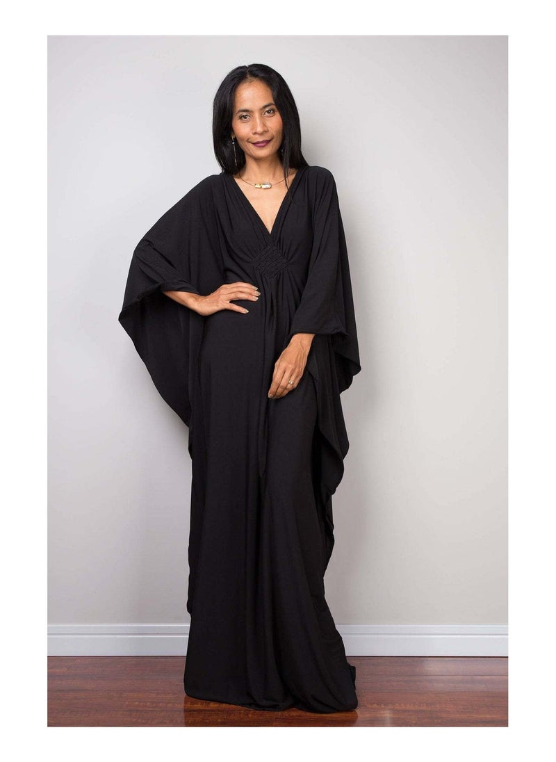 NIBEMINENT Women Bathing Suit Cover Up Beach Maxi Dresses Loose Oversized Smock Gown Holiday Sun Protection Black  - Image 3