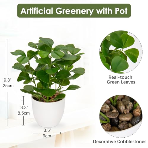Briful Fake Plants Artificial Greenery Potted Faux Lifelike Plant for Farmhouse Home Garden Party Decoration - Image 2