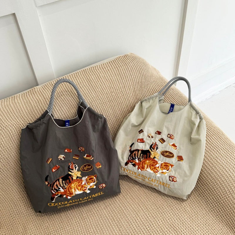 Summer Multi-Thread Embroidery Shoulder Bag For Women, High-End Niche Wear-Resistant Commuter Large-Capacity Tote Bag Trendy - Image 4