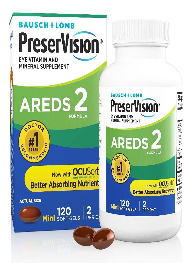 PreserVision AREDS 2 Eye Vitamin & Mineral Supplement, Contains Lutein, Vitamin C, Zeaxanthin, Zinc & Vitamin E, 120 Softgels (Packaging May Vary) - Image 1