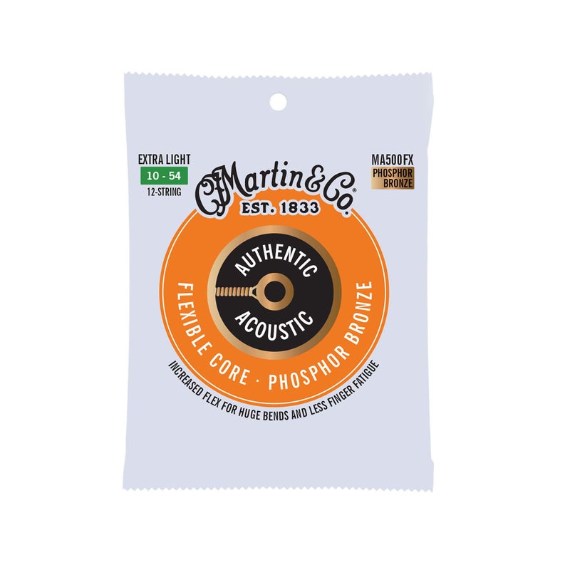 Martin Authentic Acoustic Guitar Strings, Flexible-Core Extra Light Set, 10-27, 10-54 92/8 Phosphor Bronze, 12 String - Image 1