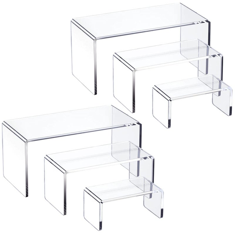 HIIMIEI HIIMIEI Acrylic Risers for Display Clear 3Tier Risers Stands Showcase for Amiibo Funko Pop Figures Dessert Jewelry84x 63x 43 2 Sets 