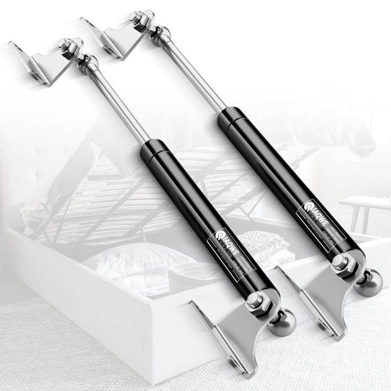 IAQWE 15Inch 100Lbs/ 445N Lift Support Gas Struts Spring Shock with L Brackets for RV Bed Heavy Duty TV Cabinet Window Toolbox Lid Floor Hatch Door Trash Bin Cover (Suitable for 80-110 pounds Lid) - Image 1