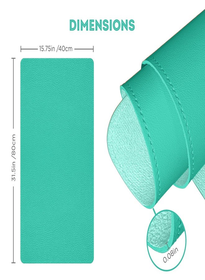 FTC PU Leather Desk Pad & Desk Blotter, Non-Slip Flannelette Base, Stitched Desk Mat for Keyboard, Mouse & Writing, Home or Office (Turquoise, 31.5” x 15.75”) - Image 4