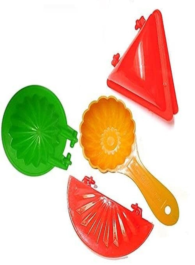 Dweezhet Plastic Gujiya Modak Samosa Kachori Making Mould Set with Ladoo Mould Spoon Combo Pack Kitchen Tool Pie Maker Multicolor (4pcs) - Image 1