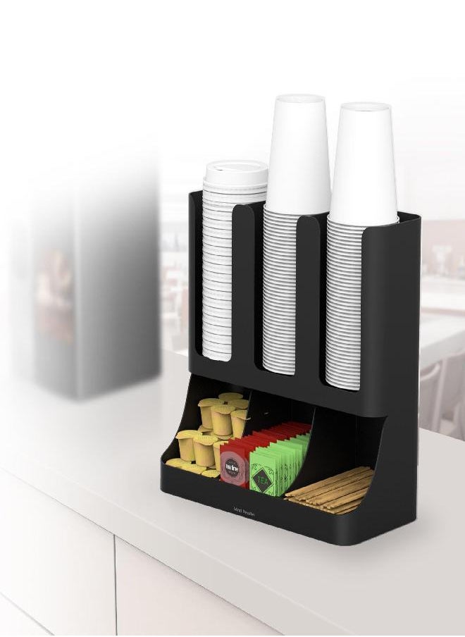 Mind Reader Mind Reader 6 Compartment Upright Breakroom Coffee Condiment and Cup Storage Organizer, Black, 13.5 x 4.30 x 12 