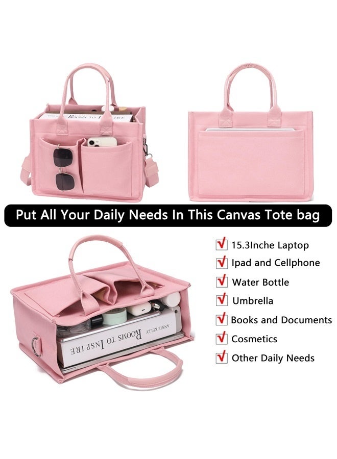 Tote Bag for Women Work - Everyday Bag with Pockets Crossbody Nursing Bag for Work Travel Nurse Gift-pink  - Image 3