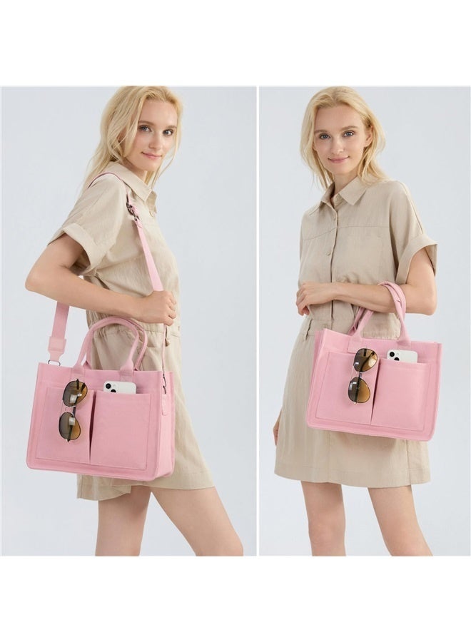 Tote Bag for Women Work - Everyday Bag with Pockets Crossbody Nursing Bag for Work Travel Nurse Gift-pink  - Image 2