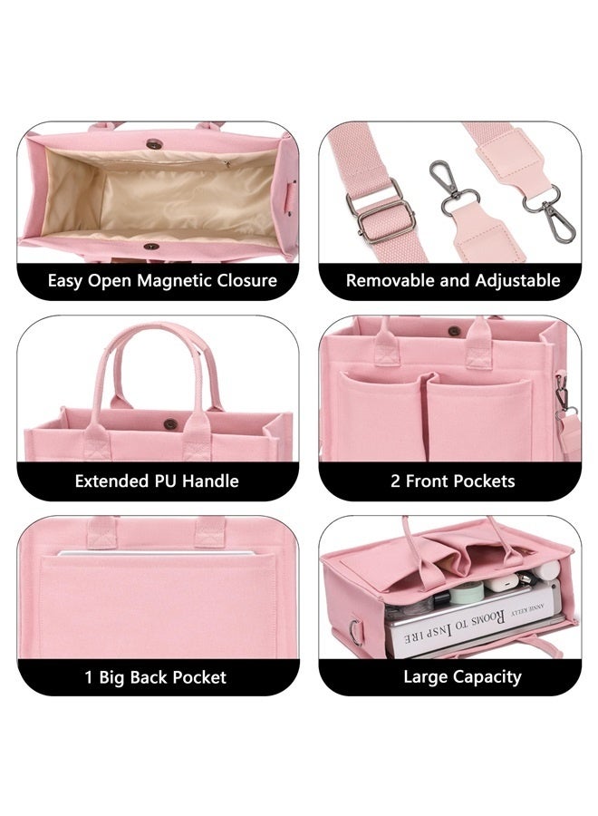 Tote Bag for Women Work - Everyday Bag with Pockets Crossbody Nursing Bag for Work Travel Nurse Gift-pink  - Image 5