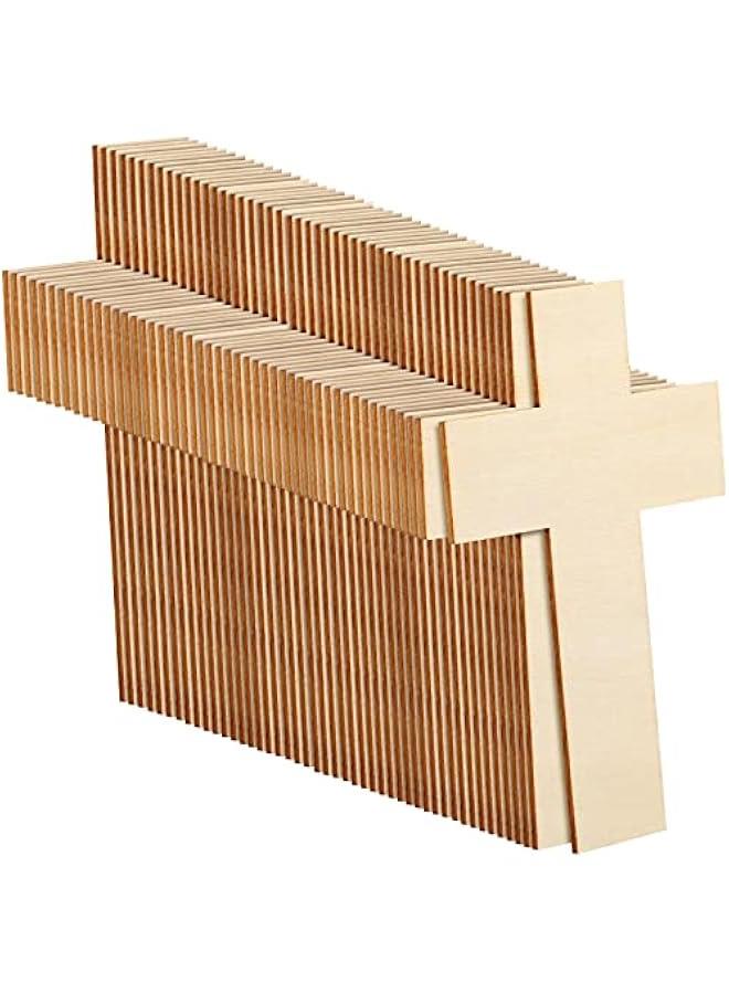 Arabest 100 Pack Blank Wooden Cross Unfinished Cross Shaped Wood Cutouts for DIY Project Tags Sunday School Church Home Decoration Ornaments, 11 x 7 cm/ 4.3 x 2.8 Inches - Image 1