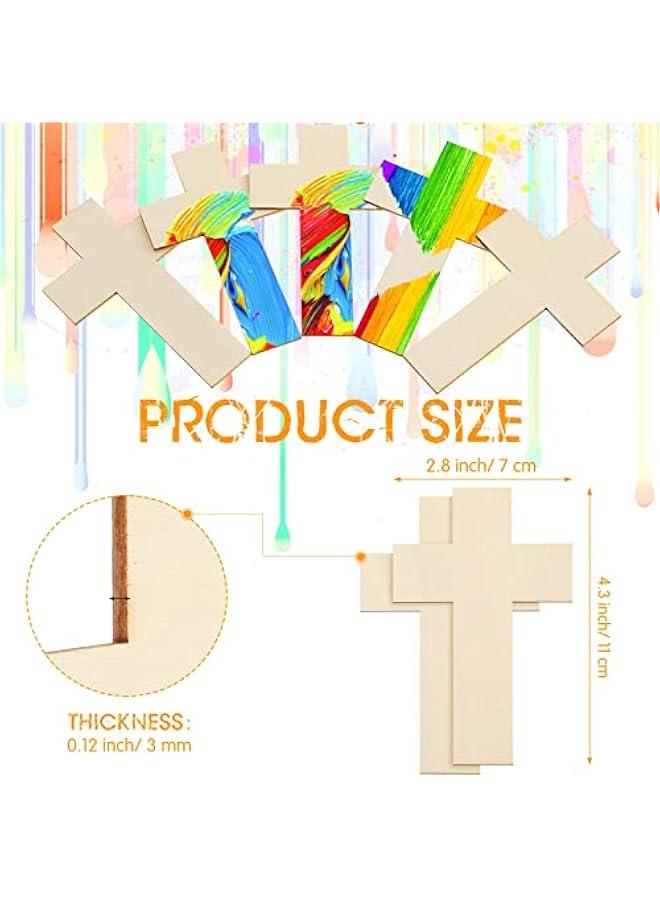Arabest 100 Pack Blank Wooden Cross Unfinished Cross Shaped Wood Cutouts for DIY Project Tags Sunday School Church Home Decoration Ornaments, 11 x 7 cm/ 4.3 x 2.8 Inches - Image 2